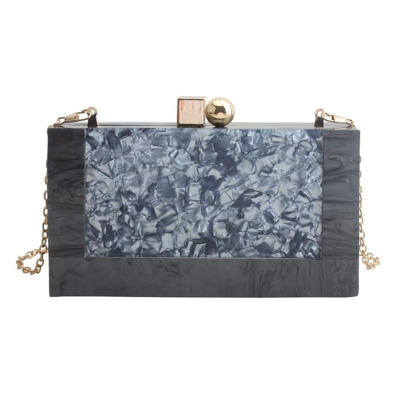 LETODE New acrylic contrast color stitching clutch for Women Wedding Party Clutch bag (5240-BLACK) - Image 1